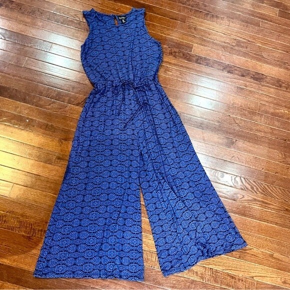 Nicole Miller New York Blue and Black Wide Leg Jumpsuit size medium - Picture 2 of 5
